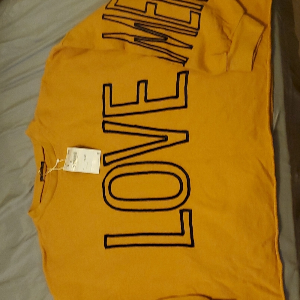 Zara Mustard Love Dreamer Crop Sweatshirt(S)